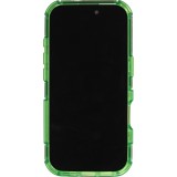Coque iPhone 16 Pro - Couverture en silicone dur transparente avec effet Bulp 3D et coins renforc&eacute;s - Vert