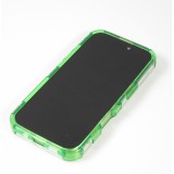 Coque iPhone 16 Pro - Couverture en silicone dur transparente avec effet Bulp 3D et coins renforc&eacute;s - Vert