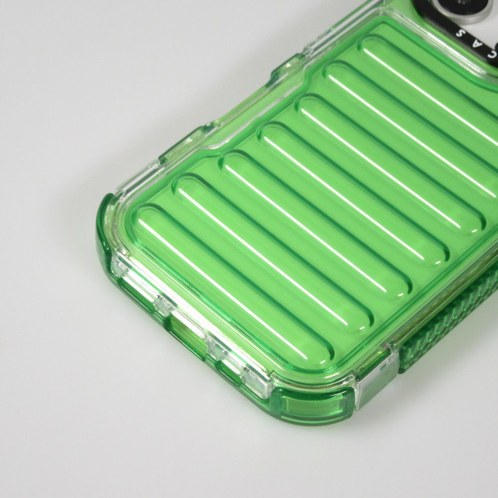 Coque iPhone 16 Pro - Couverture en silicone dur transparente avec effet Bulp 3D et coins renforc&eacute;s - Vert