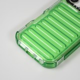 Coque iPhone 16 Pro - Couverture en silicone dur transparente avec effet Bulp 3D et coins renforc&eacute;s - Vert