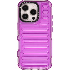 Coque iPhone 16 Pro - Couverture en silicone dur transparente avec effet Bulp 3D et coins renforc&eacute;s - Violet