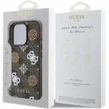 Coque iPhone 16 Pro - Guess monogramme Peony avec MagSafe - Brun