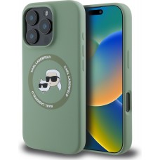 Coque iPhone 16 Pro Max - Karl Lagerfeld et Choupette soft touch avec MagSafe - Vert foncé