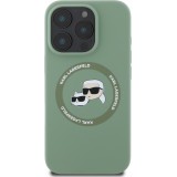 Coque iPhone 16 Pro Max - Karl Lagerfeld et Choupette soft touch avec MagSafe - Vert foncé