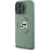 Coque iPhone 16 Pro Max - Karl Lagerfeld et Choupette soft touch avec MagSafe - Vert foncé