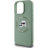 Coque iPhone 16 Pro Max - Karl Lagerfeld et Choupette soft touch avec MagSafe - Vert foncé