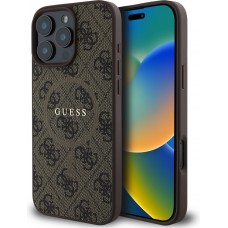 Coque iPhone 16 Pro Max - Guess monogramme similicuir avec MagSafe intégré - Brun
