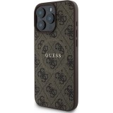 Coque iPhone 16 Pro Max - Guess monogramme similicuir avec MagSafe intégré - Brun