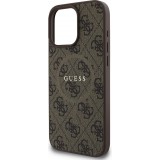 Coque iPhone 16 Pro Max - Guess monogramme similicuir avec MagSafe intégré - Brun