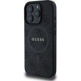 Coque iPhone 16 Pro Max - Guess monogramme similicuir avec MagSafe int&eacute;gr&eacute; - Noir