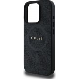 Coque iPhone 16 Pro Max - Guess monogramme similicuir avec MagSafe int&eacute;gr&eacute; - Noir