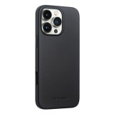 Coque iPhone 16 Pro Max - Qialino cuir véritable (compatible MagSafe) - Noir