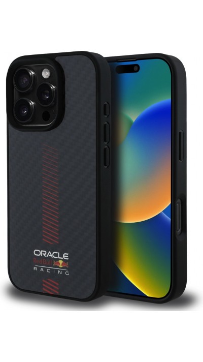 Coque iPhone 16 Pro Max - Red Bull Racing Carbon Powerbar MagSafe - Noir