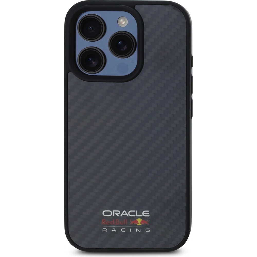 iPhone 16 Pro Max Case Hülle - Red Bull Racing Simple Carbon mit Logo MagSafe - Schwarz