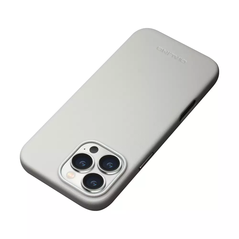 Hülle iPhone 16 Pro - Qialino Echtleder (MagSafe kompatibel) - Grau