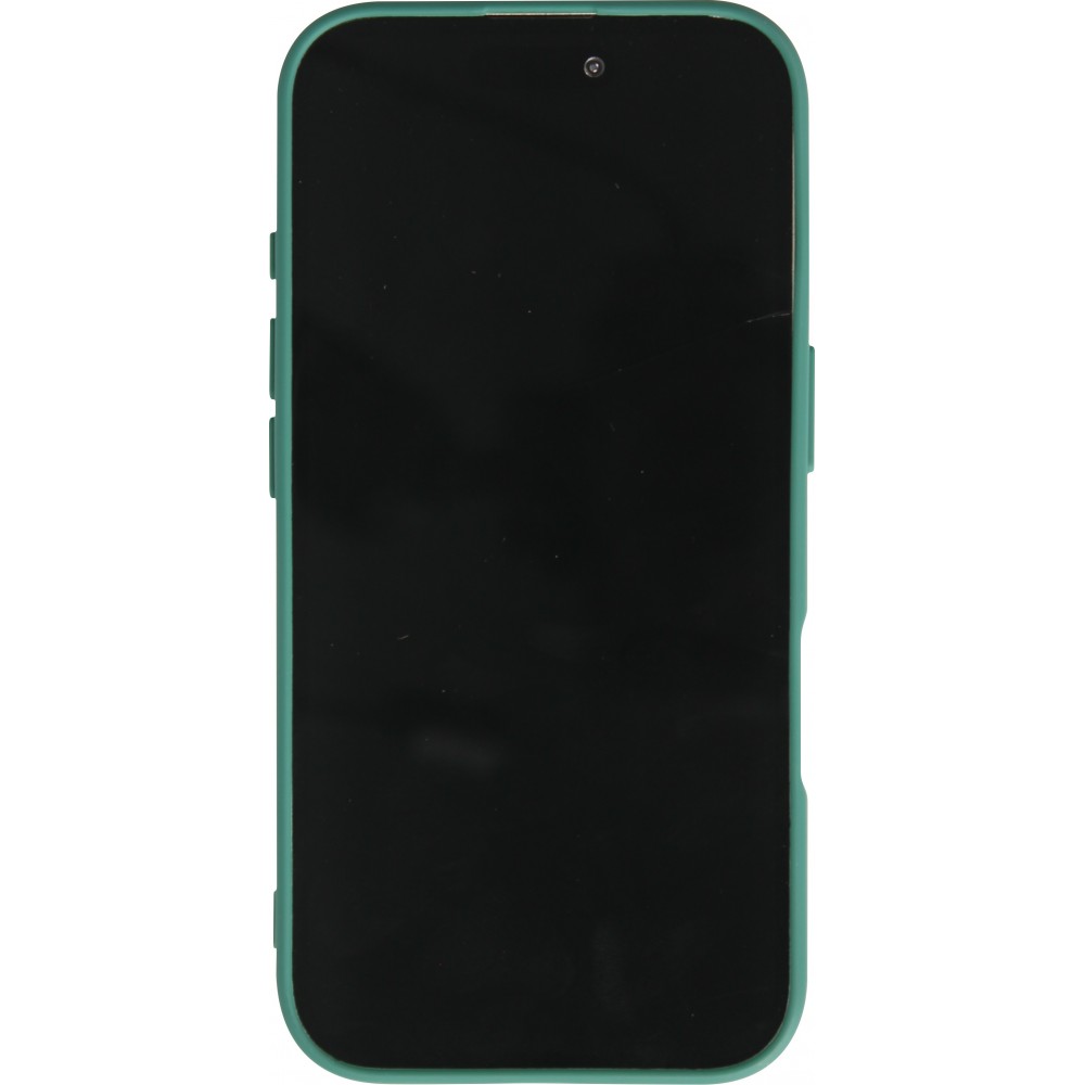 iPhone 16 Case Hülle - Silikon Mat Herz gold - Türkis