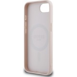 Coque iPhone 16e - Guess MagSafe classique logo PU grainé - Rose