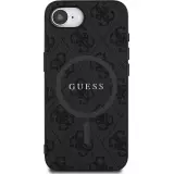Coque iPhone 17e / 16e - Guess monogramme similicuir avec MagSafe intégré et logo doré - Noir