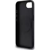 Coque iPhone 17e / 16e - Guess monogramme similicuir avec MagSafe intégré et logo doré - Noir