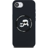 Coque iPhone 16e - Karl Lagerfeld et Choupette silicone Soft Touch avec MagSafe - Noir