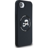 Coque iPhone 16e - Karl Lagerfeld et Choupette silicone Soft Touch avec MagSafe - Noir