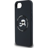 Coque iPhone 16e - Karl Lagerfeld et Choupette silicone Soft Touch avec MagSafe - Noir
