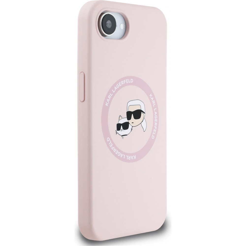 iPhone 16e Case H&uuml;lle - Karl Lagerfeld Choupette Silikon Soft Touch mit MagSafe - Rosa