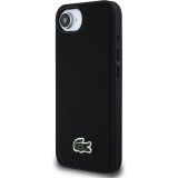 Coque iPhone 16e - Lacoste effet Petit Piqué avec MagSafe et patch logo brodé - Noir