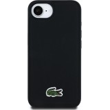 Coque iPhone 16e - Lacoste effet Petit Piqué avec MagSafe et patch logo brodé - Noir