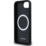 Coque iPhone 16e - Lacoste effet Petit Piqué avec MagSafe et patch logo brodé - Noir