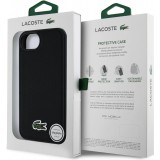 Coque iPhone 16e - Lacoste effet Petit Piqué avec MagSafe et patch logo brodé - Noir