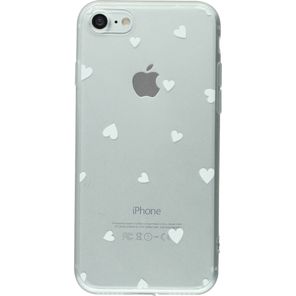 Coque iPhone 17e / 16e - Gel petit coeur transparent - Blanc