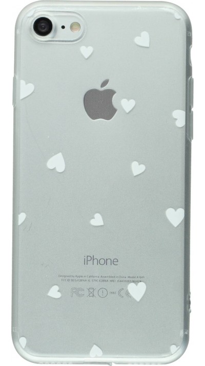Coque iPhone 7 / 8 / SE (2020, 2022) - Gel petit coeur transparent - Blanc
