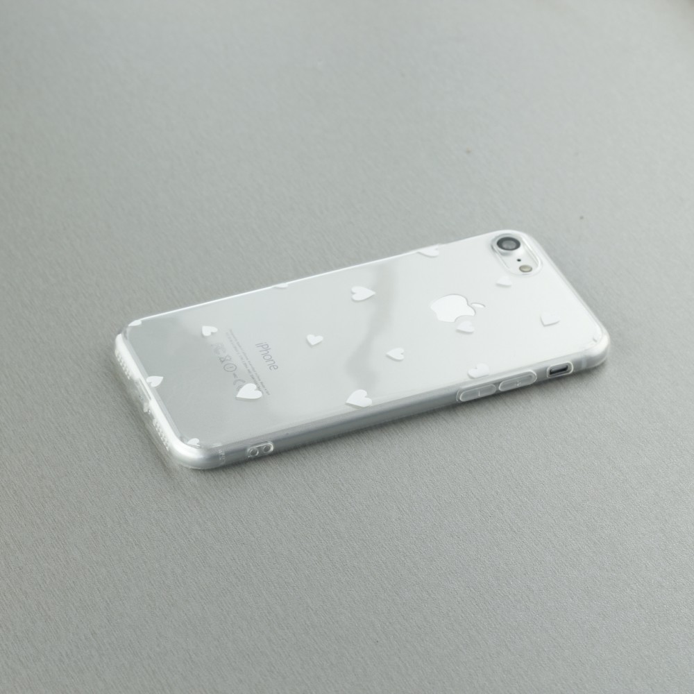 Coque iPhone 17e / 16e - Gel petit coeur transparent - Blanc