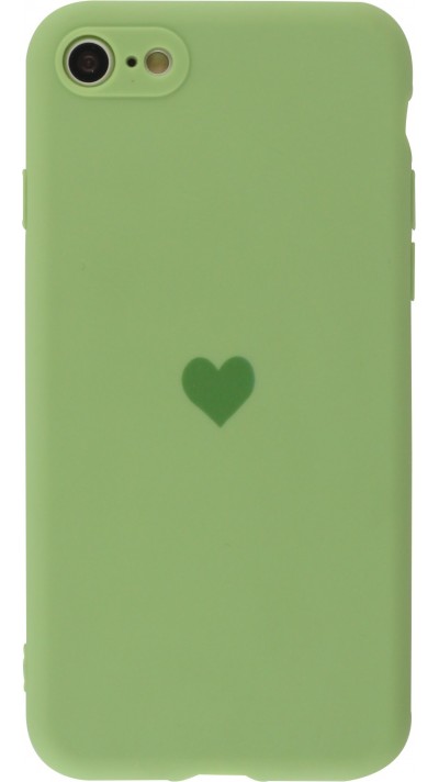 Coque iPhone 7 / 8 / SE (2020, 2022) - Silicone Mat Coeur vert clair