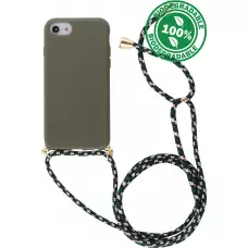 Coque iPhone 17e / 16e - Bio Eco-Friendly nature avec cordon collier - Vert foncé