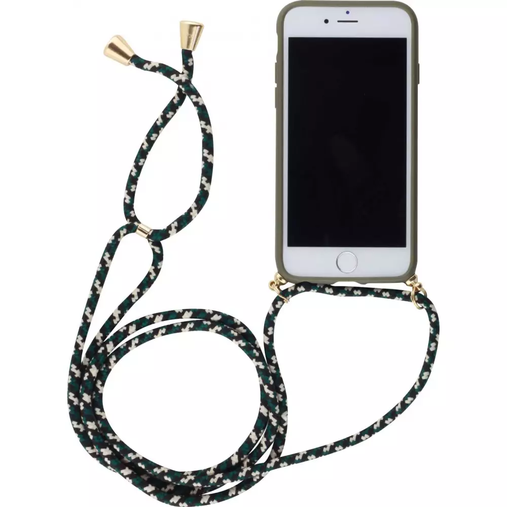 Coque iPhone 17e / 16e - Bio Eco-Friendly nature avec cordon collier - Vert foncé