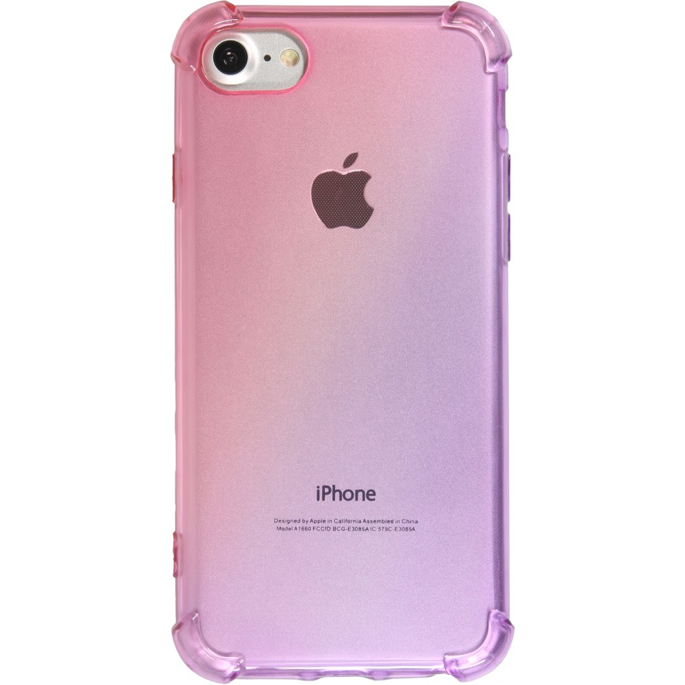 Coque iPhone 7 / 8 / SE (2020, 2022) - Bumper Rainbow Silicone anti-choc avec bords protégés -  rose - Violet