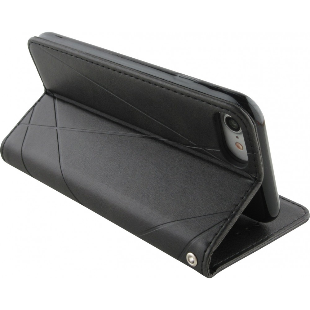 Coque iPhone 7 / 8 / SE (2020, 2022) - Flip Géometrique - Noir