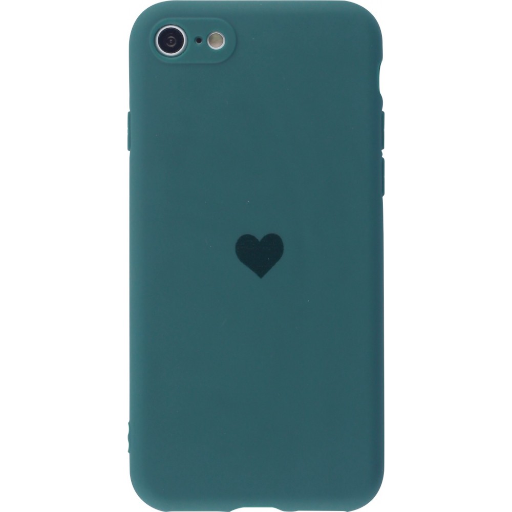 Coque iPhone 7 / 8 / SE (2020, 2022) - Silicone Mat Coeur - Vert foncé