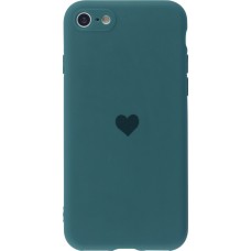 Coque iPhone 7 / 8 / SE (2020, 2022) - Silicone Mat Coeur - Vert foncé