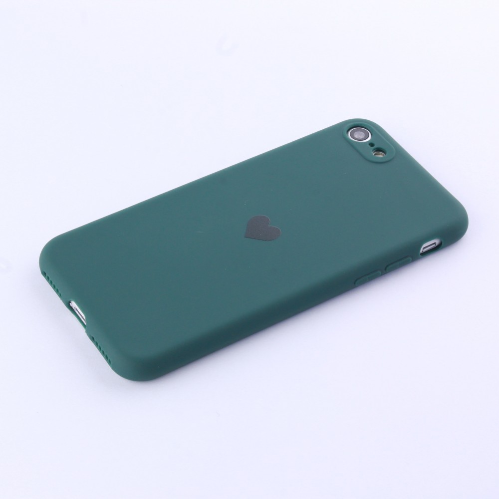 Coque iPhone 7 / 8 / SE (2020, 2022) - Silicone Mat Coeur - Vert foncé