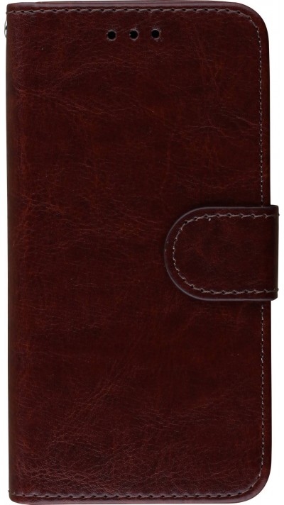 Coque iPhone X / Xs - Premium Flip cuir lisse porte-cartes - Brun