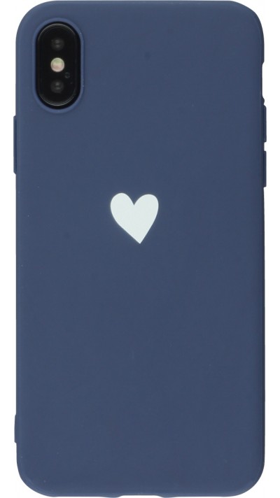 Coque iPhone X / Xs - Gel coeur - Bleu