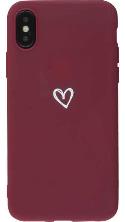 Coque iPhone Xs Max - Gel coeur - Rouge