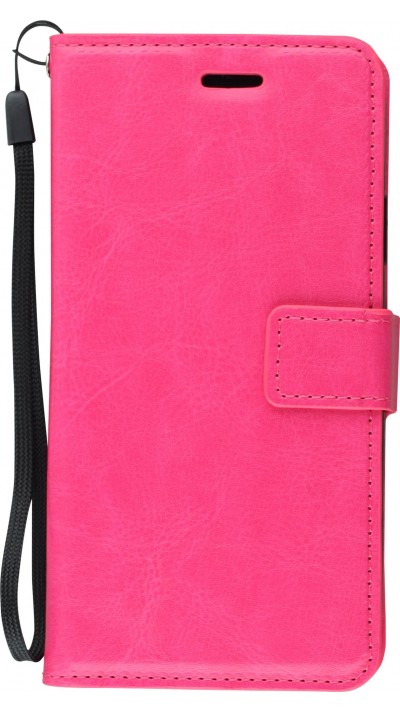 Fourre iPhone XR - Premium Flip cuir lisse porte-cartes - Rose foncé
