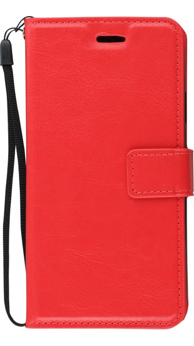 Coque iPhone XR - Premium Flip cuir lisse porte-cartes - Rouge