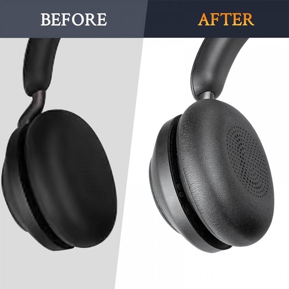 Weiche Leder-Ersatz-Ohrpolster für Jabra Evolve2 65 / Evolve2 40 / Elite 45h - Schwarz