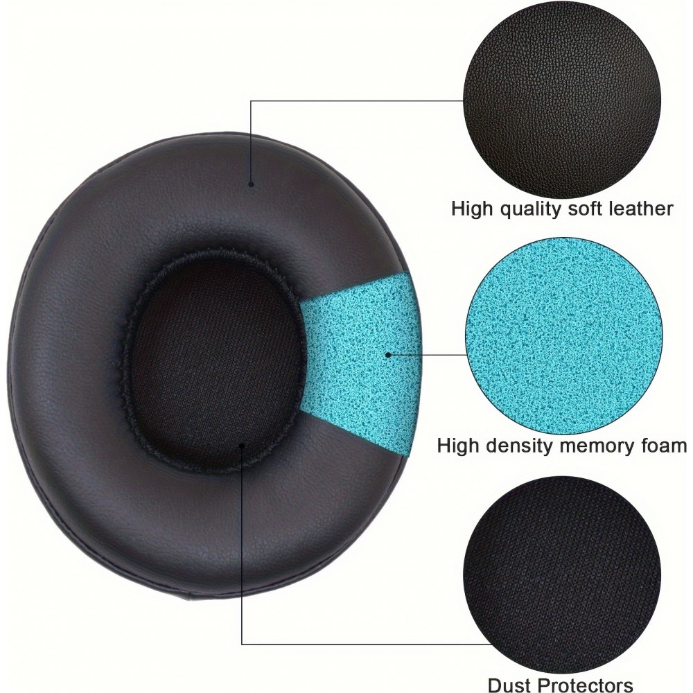 Coussinets oreillettes remplacement pour casque Beats Solo 2 / 3 (set de 2 pièces) - Noir