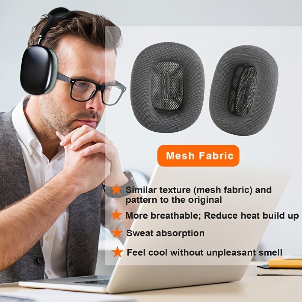 Coussinets rechange tissu mesh ultra-doux mousse mémoire aimant renforcé (set de 2 pièces) - Blanc - AirPods Max
